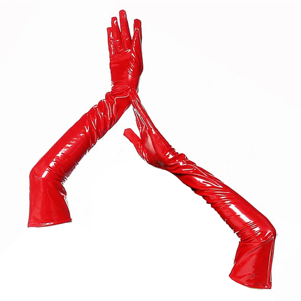 Sexy Patent Leather Gloves Women Long Short PU Cosplay