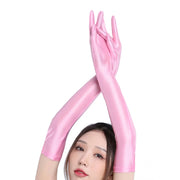 Sexy Oil Smooth Long Gloves Women Pole Dance Cosplay
