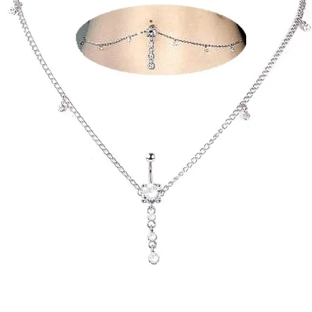Hip Hop CZ Belly Chain Jewelry for Women Body Piercing