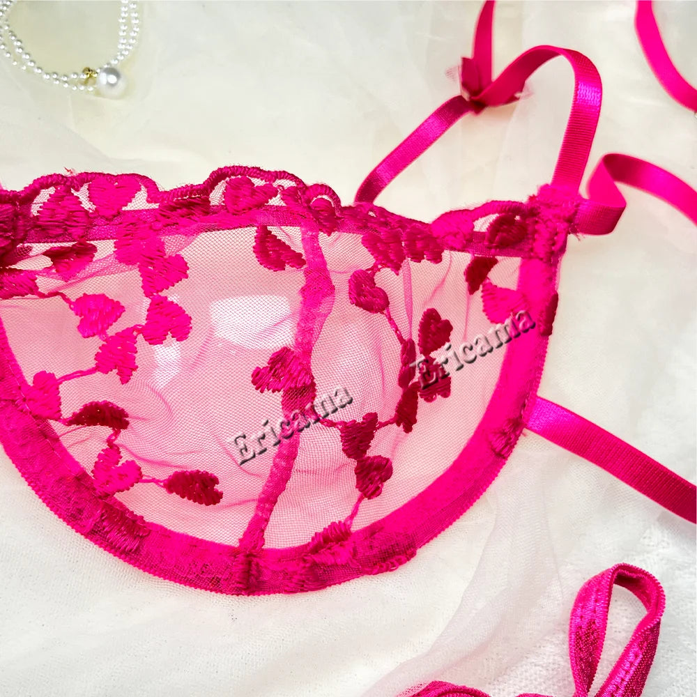 Women’s 2-Piece Floral Embroidery Lingerie Set Sexy