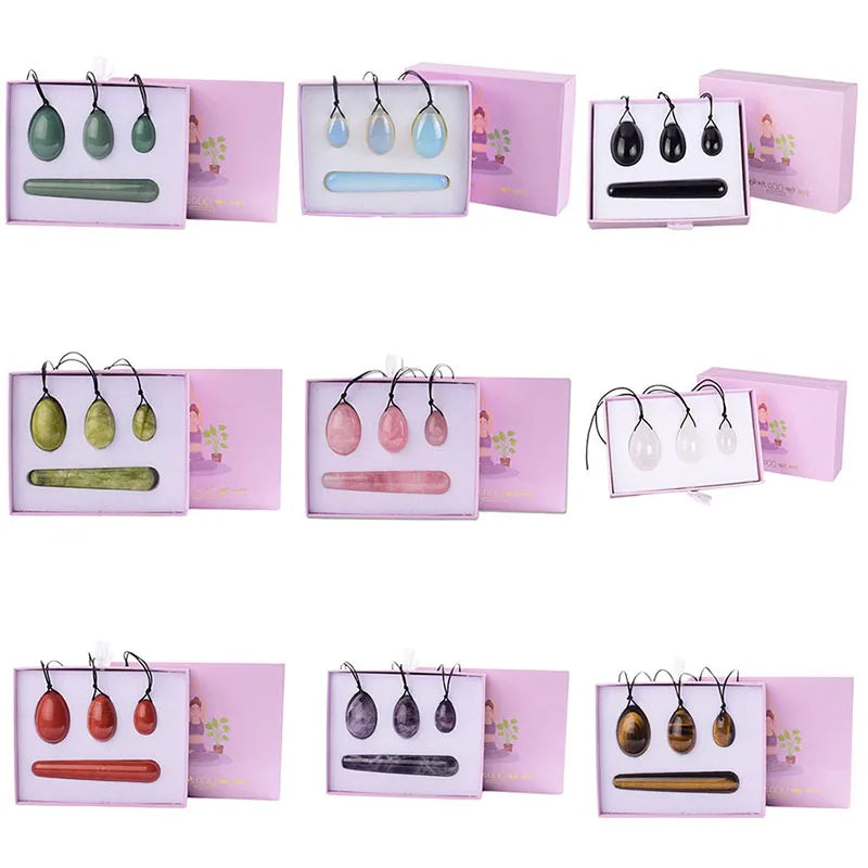 Rose Quartz & Jade Yoni Egg Set Kegel Pelvic Floor Trainer