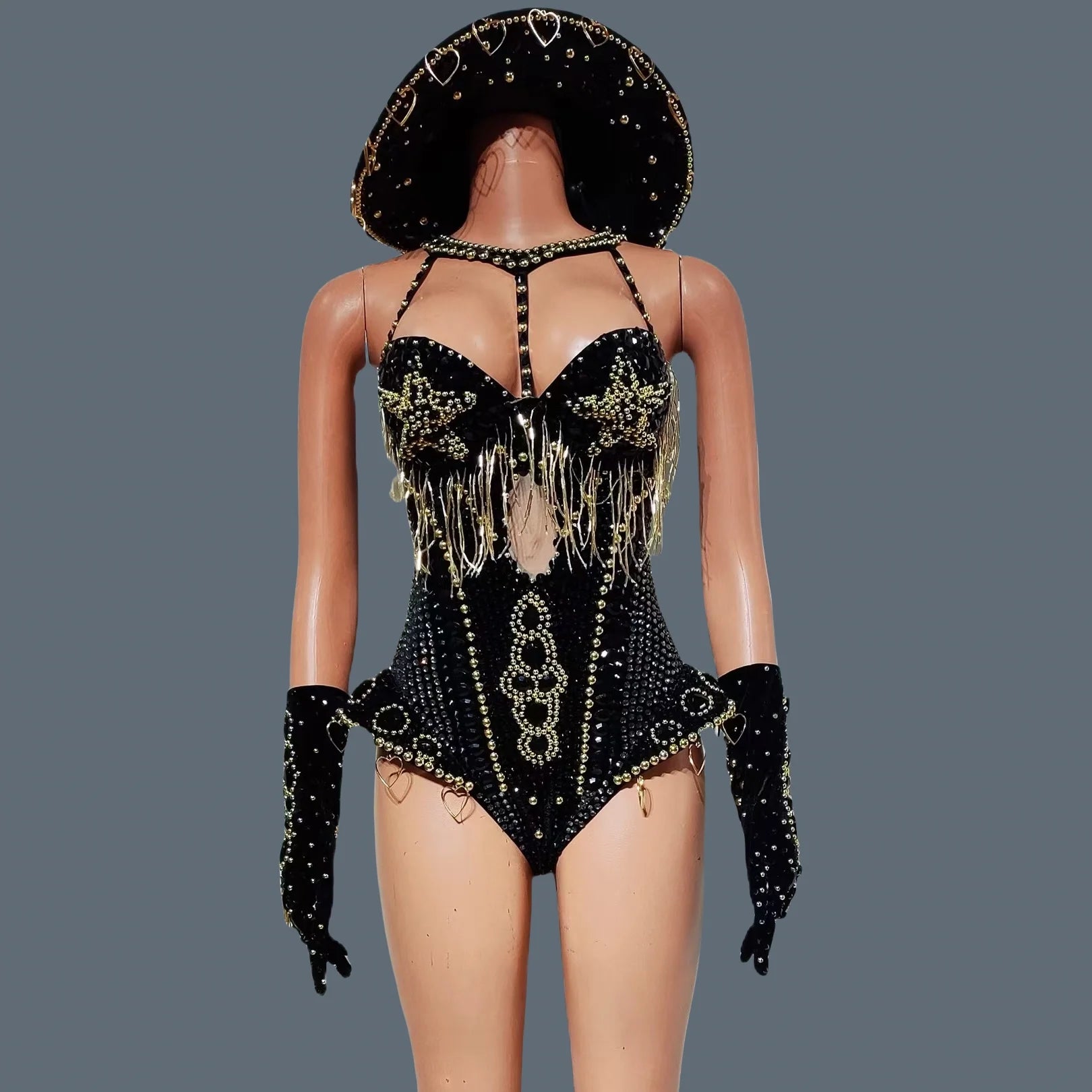 ChatGPT said:  Women’s Sparkly Red Rhinestone Bodysuit 4PC Party Set