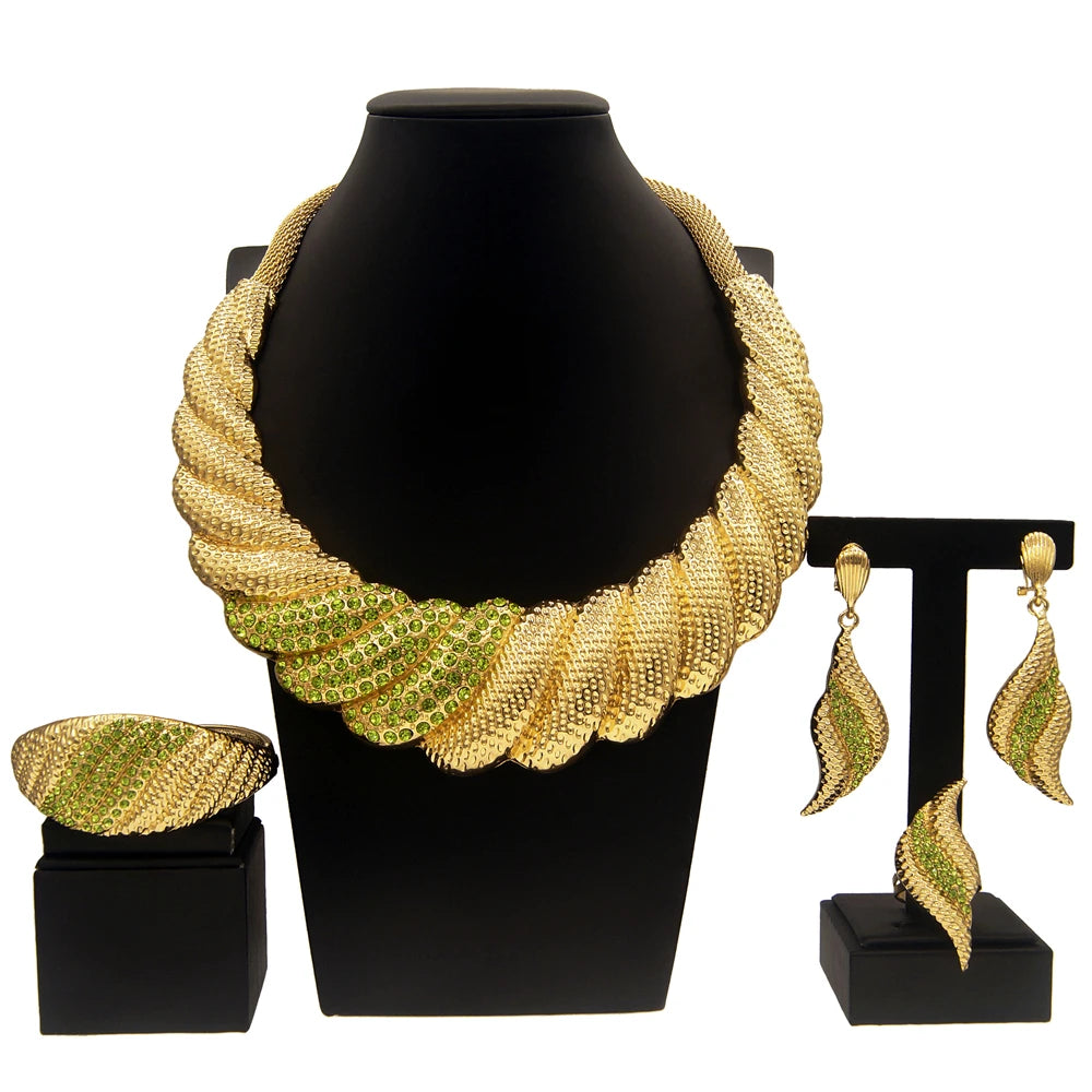 Dubai Gold Plated Jewelry Set Women Wedding Party Necklace