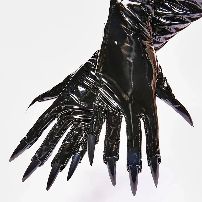 Shiny Latex Gloves with Long Nails Cosplay Dance Props