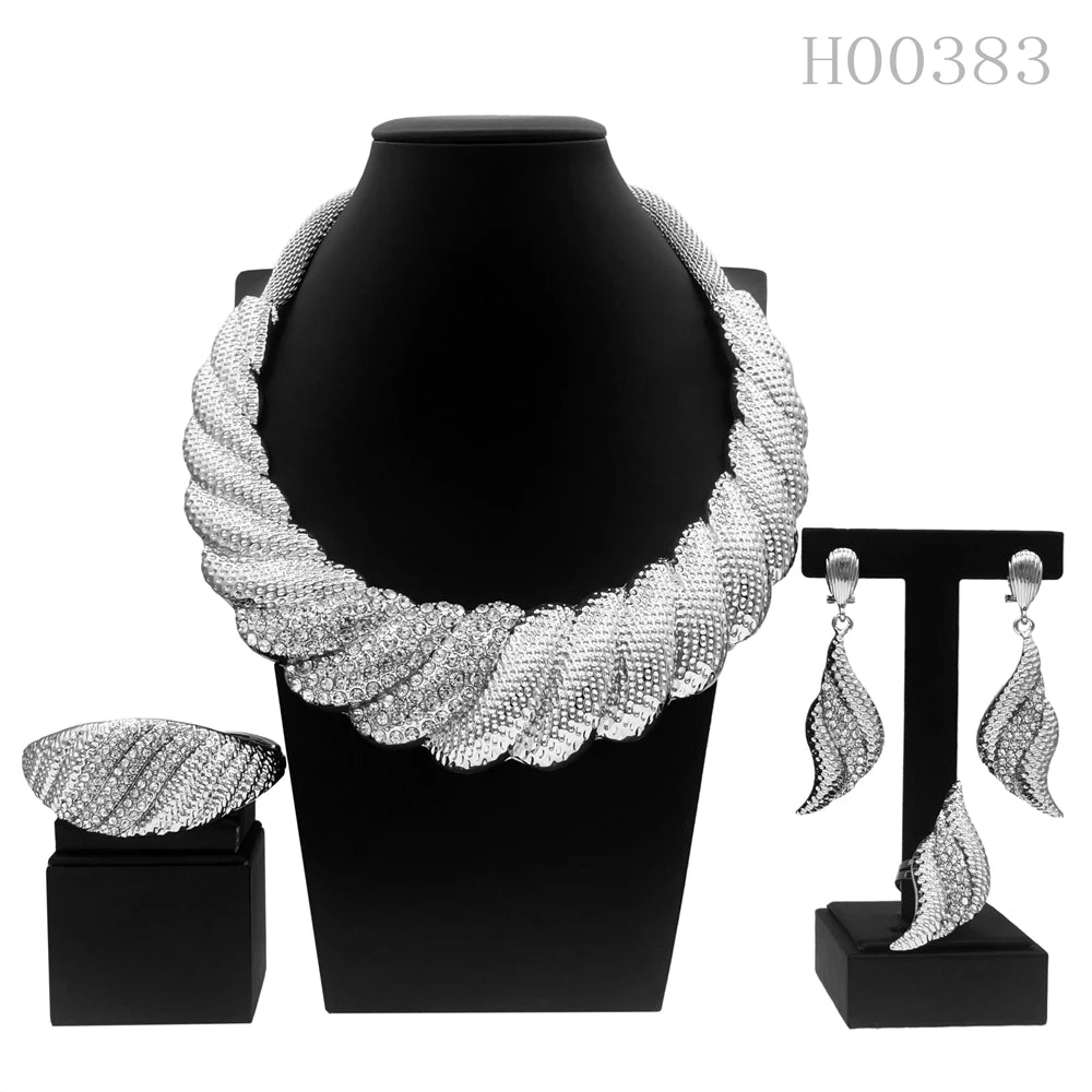 Dubai Gold Plated Jewelry Set Women Wedding Party Necklace