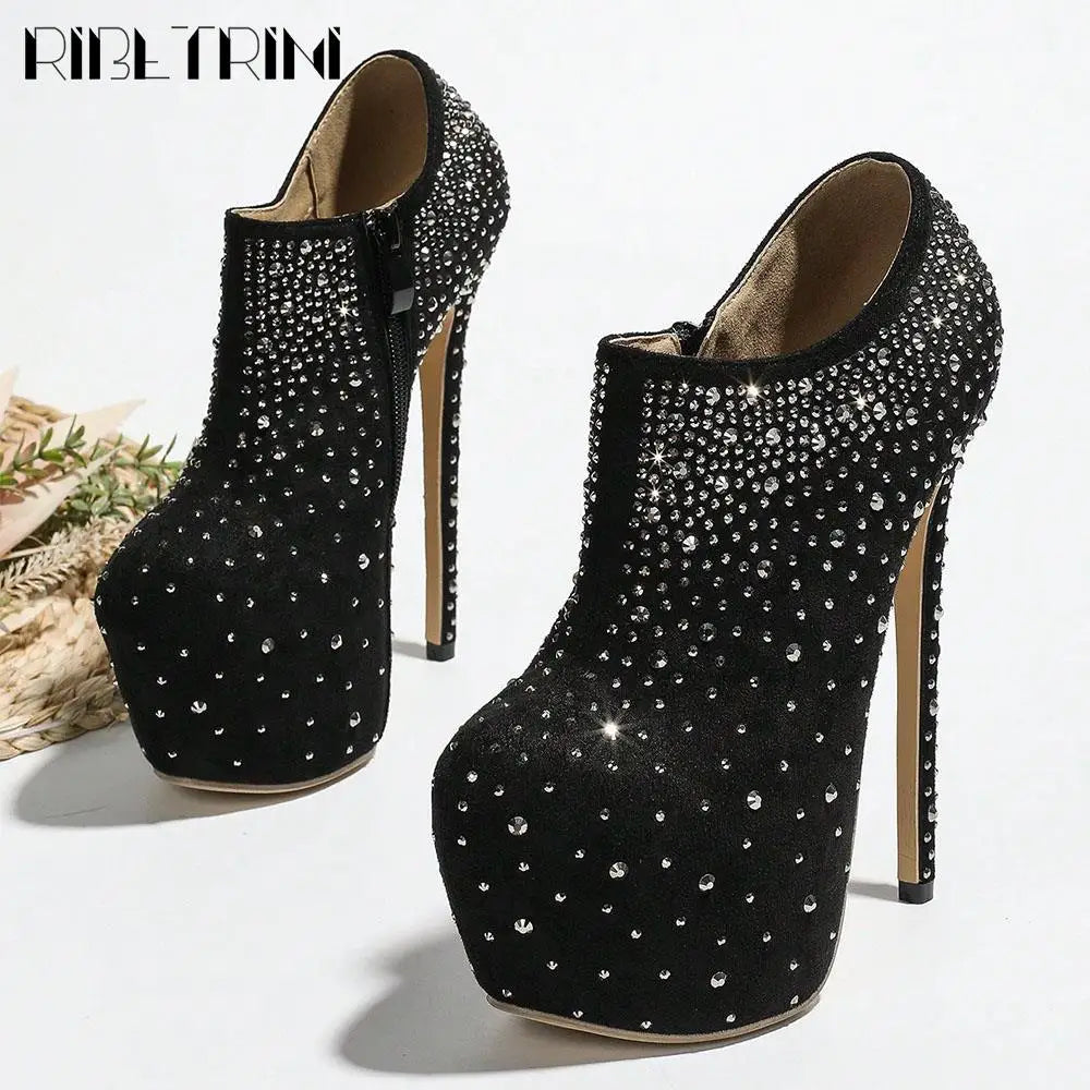 Sexy Stiletto Platform Pumps Women Rhinestone Heels