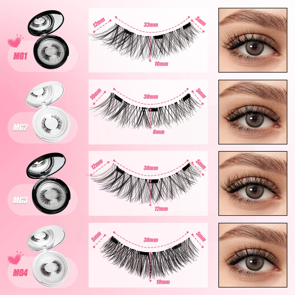 2 Pairs Reusable Magnetic Lashes with Tweezer