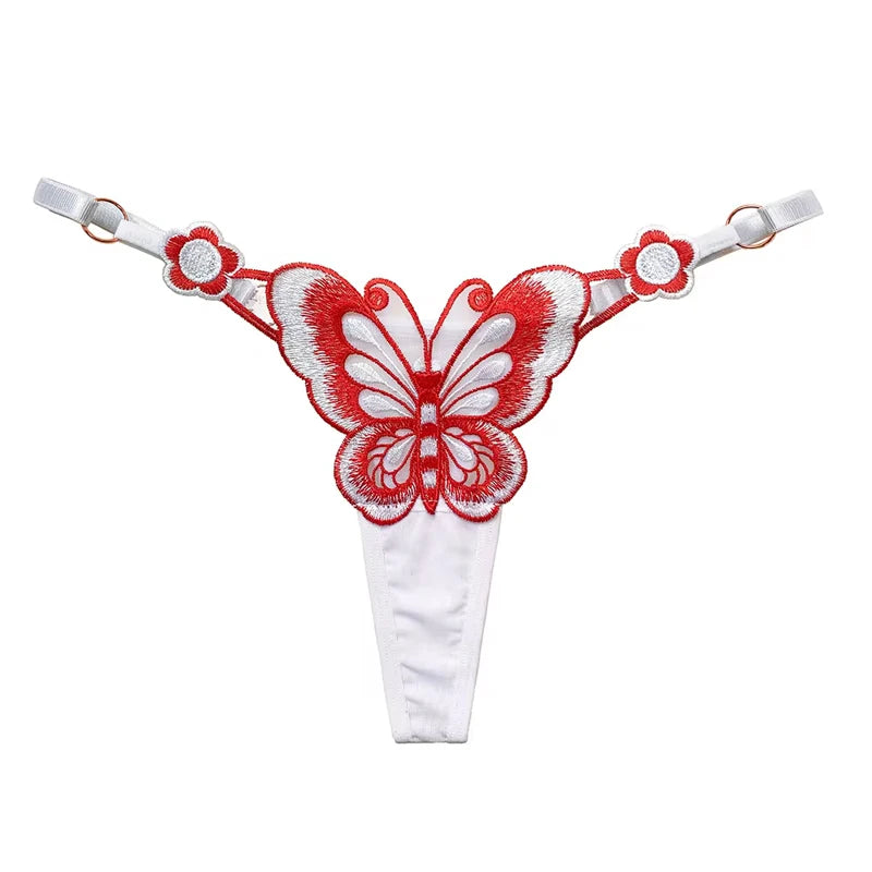 Sexy Lace Thong Women Butterfly Low-Waist Mesh Panties