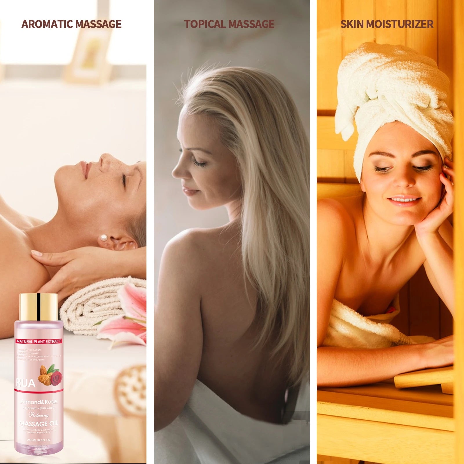Almond & Rose Massage Oil Relaxing Moisturizing Body Oil