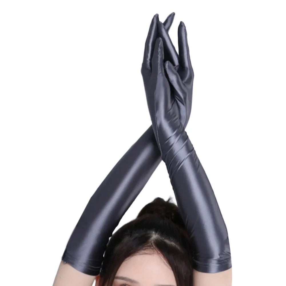 Sexy Oil Smooth Long Gloves Women Pole Dance Cosplay