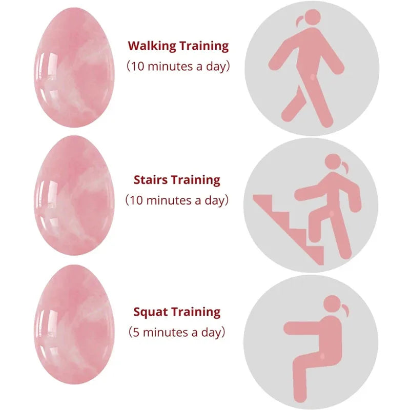 Rose Quartz & Jade Yoni Egg Set Kegel Pelvic Floor Trainer