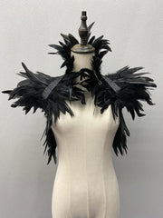 Women’s Natural Feather Shrug Shawl Gothic Punk Wrap