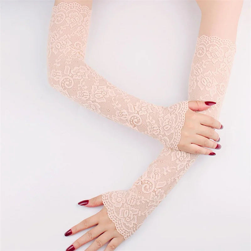 Sexy Lace Fingerless Gloves Women Arm Elbow Summer