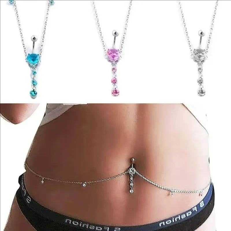 Hip Hop CZ Belly Chain Jewelry for Women Body Piercing