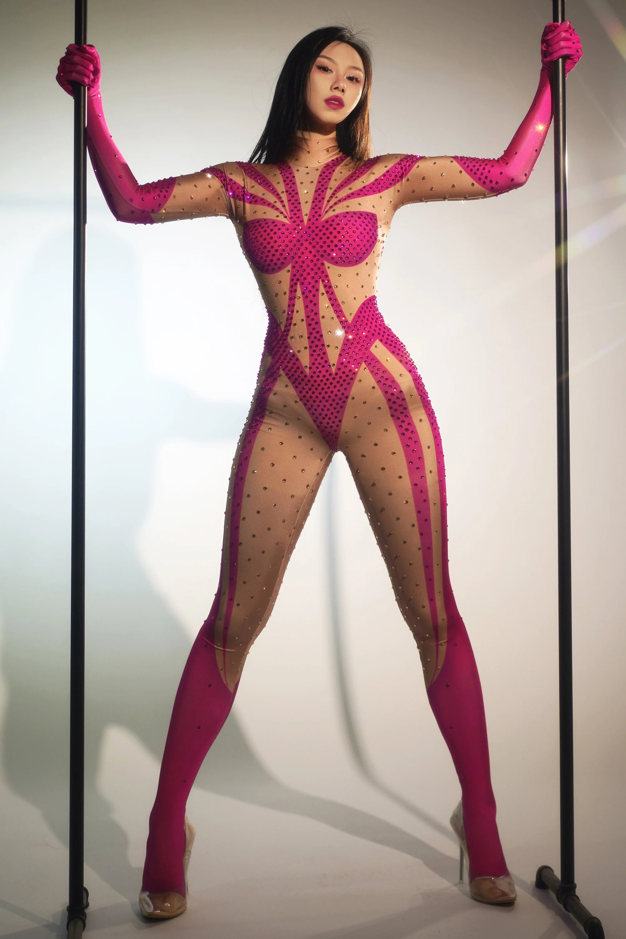 Sexy Women’s Jumpsuit Gloves Tight Nightclub Pole Dance