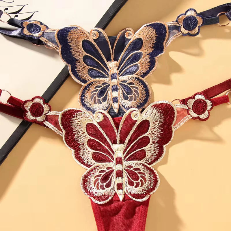 Sexy Lace Thong Women Butterfly Low-Waist Mesh Panties