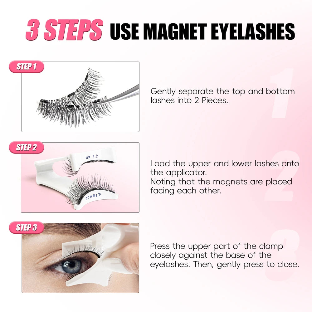 2 Pairs Reusable Magnetic Lashes with Tweezer