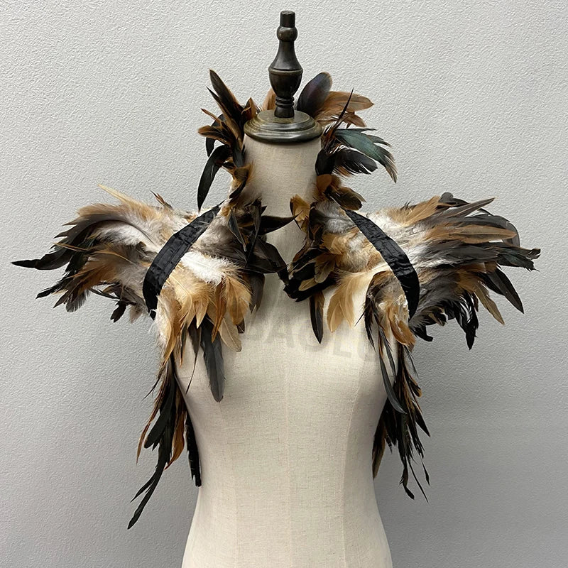 Women’s Natural Feather Shrug Shawl Gothic Punk Wrap
