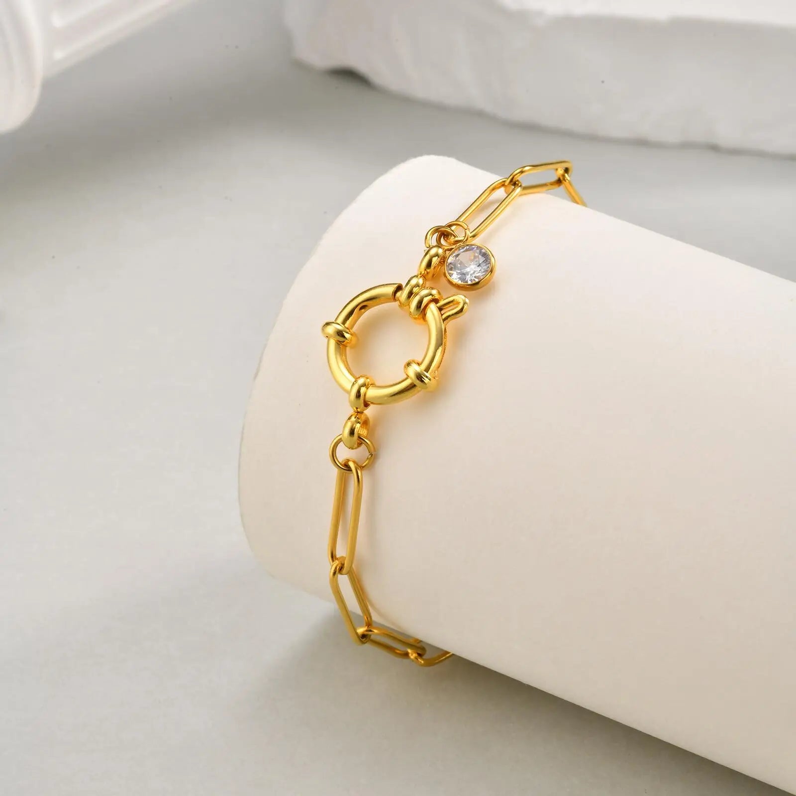Adjustable Gold Paperclip Anklet Bracelet for Women