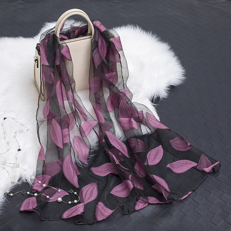 Elegant Silk Scarf Women Long Shawl Wrap Hijab