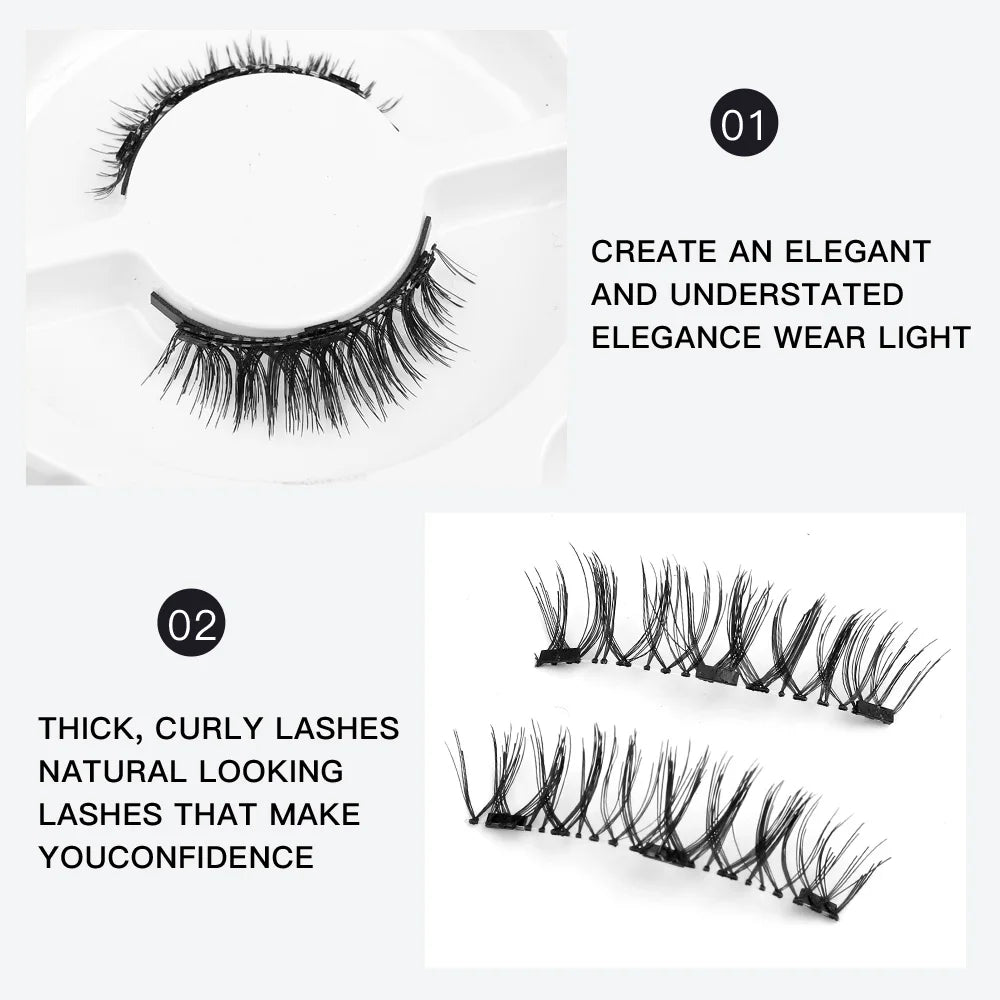Magnetic Eyelashes Curler Set Long Black Reusable 3D