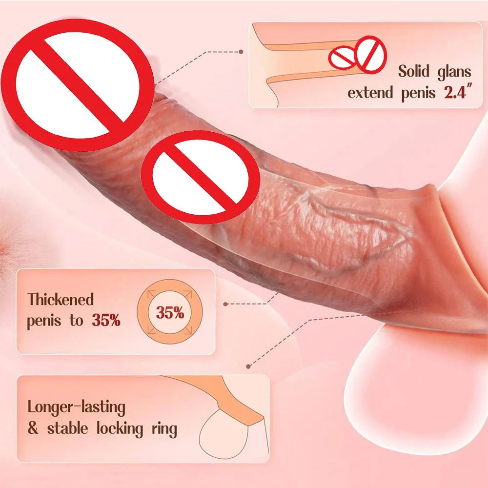 Remote Control Silicone Penis Extension Sleeve for Men