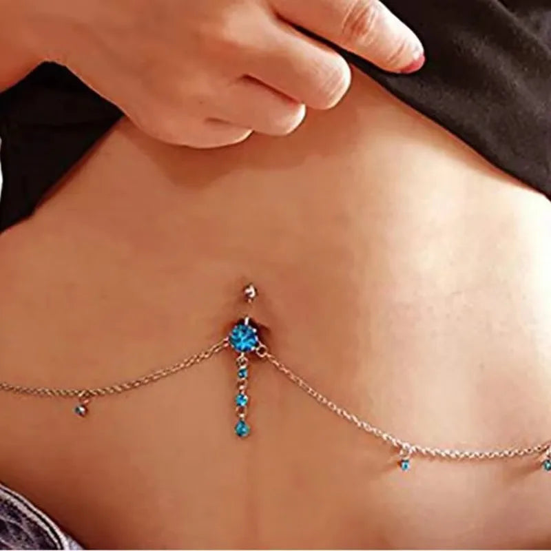 Hip Hop CZ Belly Chain Jewelry for Women Body Piercing