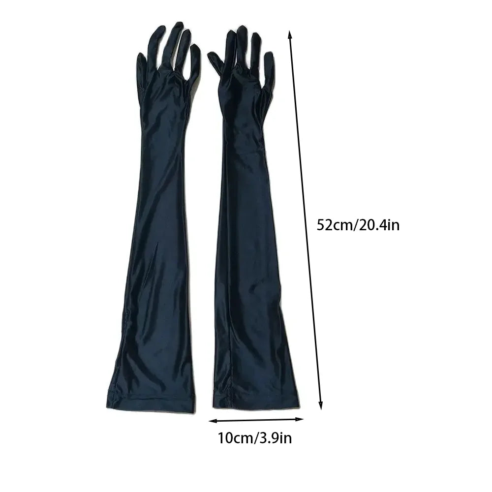 Sexy Oil Smooth Long Gloves Women Pole Dance Cosplay