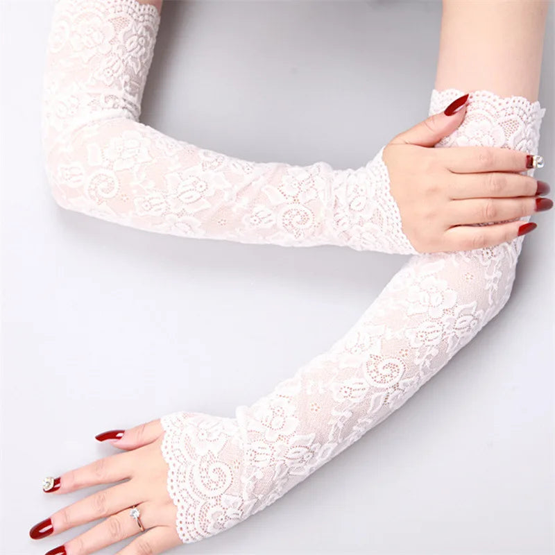 Sexy Lace Fingerless Gloves Women Arm Elbow Summer