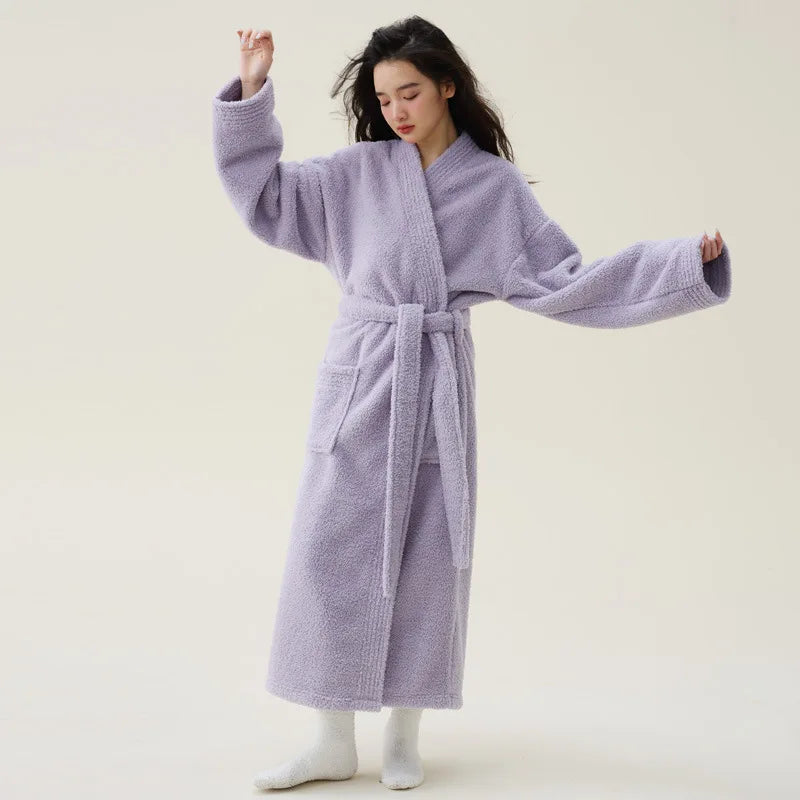 Women’s Coral Velvet Sleepwear Robe Warm Thick Bathrobe
