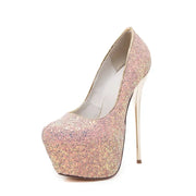 Sexy Platform Sequin Pumps Women Round Toe High Heels