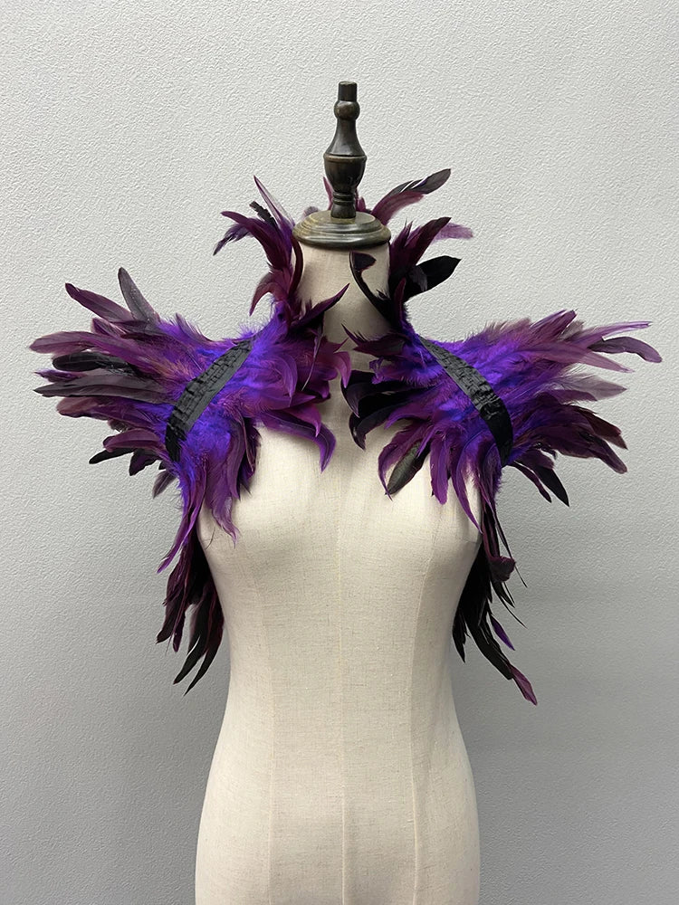 Women’s Natural Feather Shrug Shawl Gothic Punk Wrap
