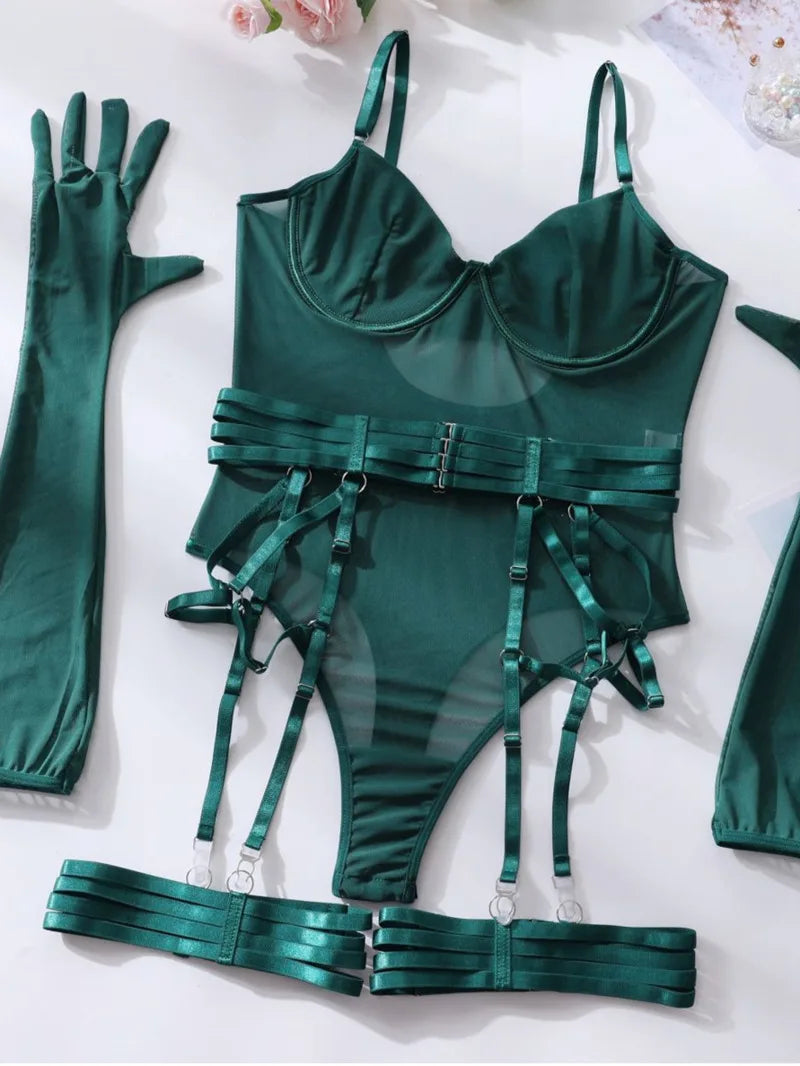 Sexy Mesh Bodysuit Lingerie Women Lace One-Piece Suit