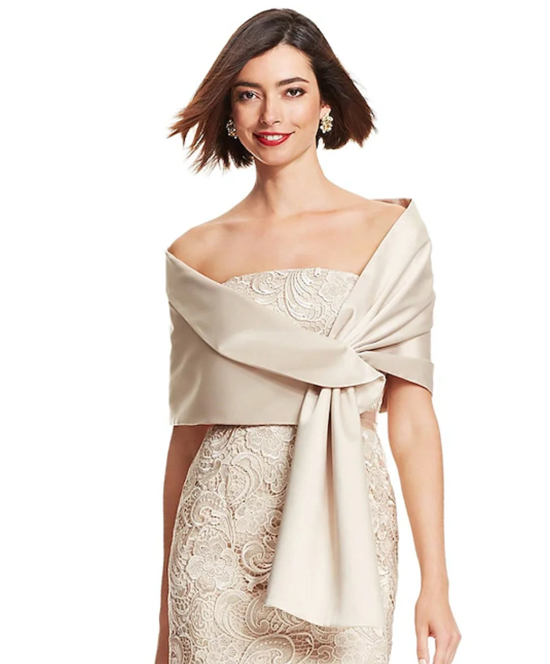 Women’s Elegant Satin Wrap Shrug Sleeveless Vintage Style