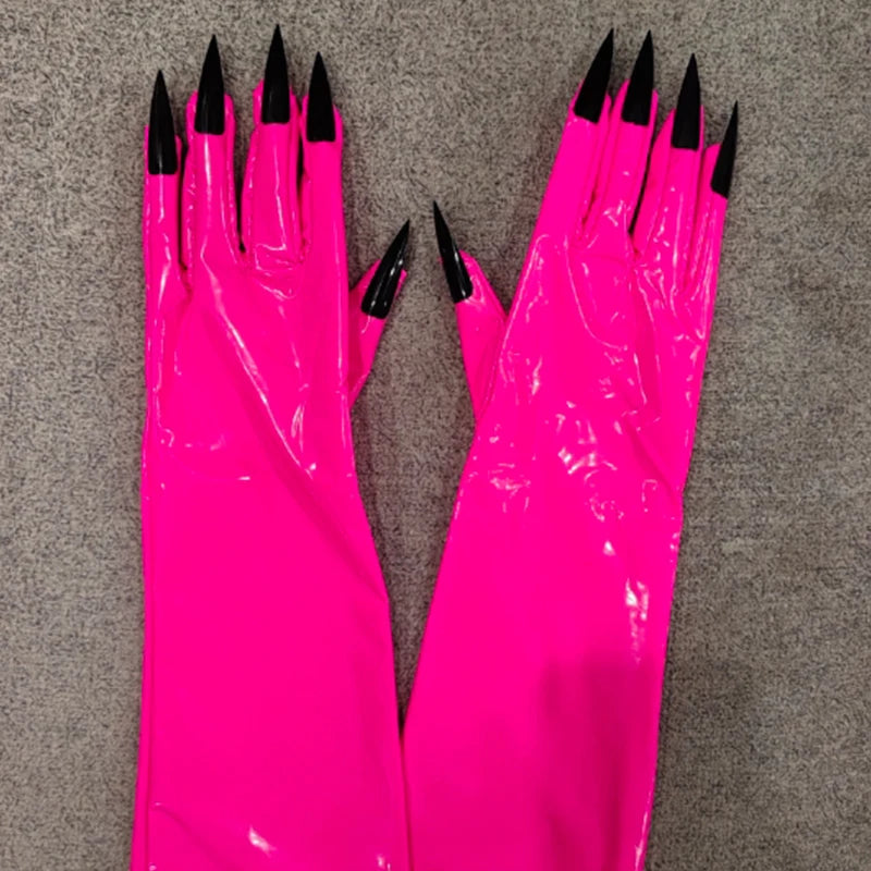 Shiny Latex Gloves with Long Nails Cosplay Dance Props