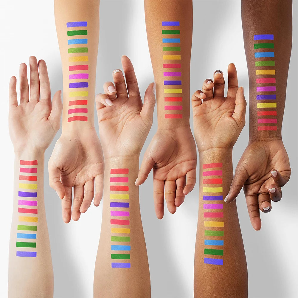 15-Color Neon Eyeshadow Palette Vibrant Pigmented Makeup