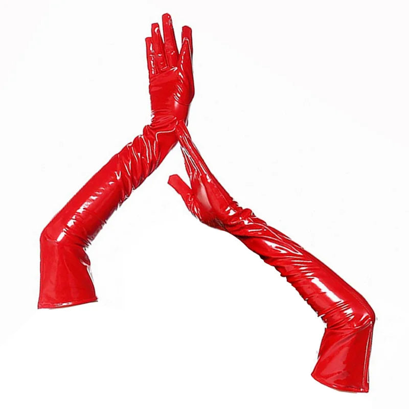 Sexy Patent Leather Gloves Women Long Short PU Cosplay