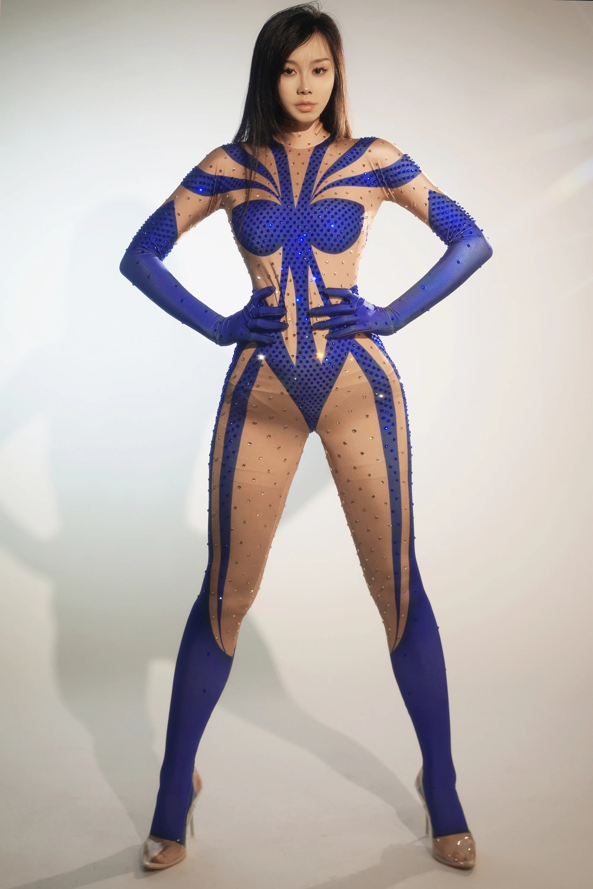 Sexy Women’s Jumpsuit Gloves Tight Nightclub Pole Dance