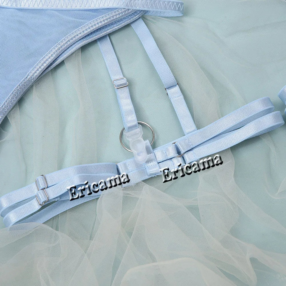 Women’s Lace Garter Lingerie Set Bra Thong with Choker