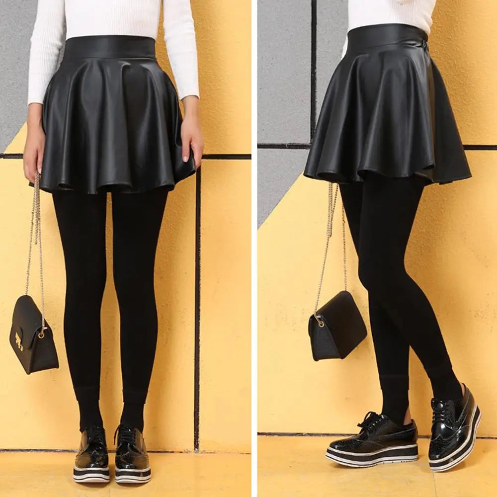 Women’s Faux Leather High-Waist Mini Skirt Nightclub