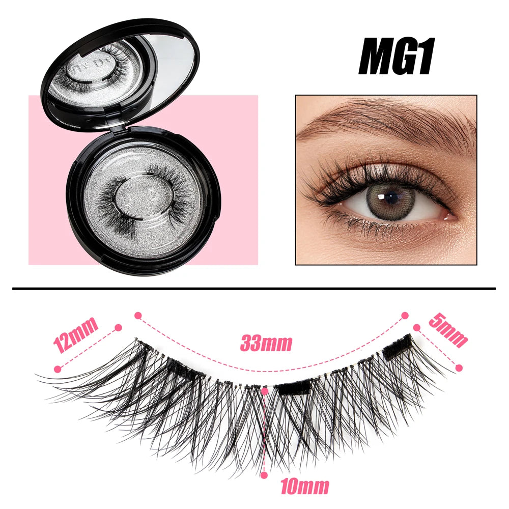 2 Pairs Reusable Magnetic Lashes with Tweezer