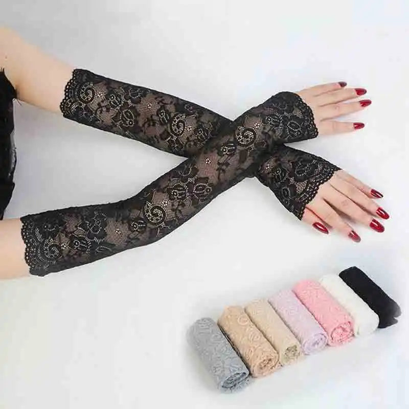 Sexy Lace Fingerless Gloves Women Arm Elbow Summer