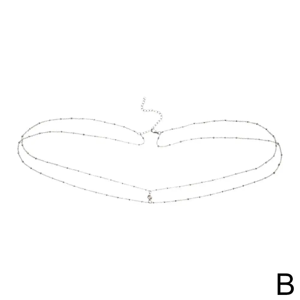 Double Layer Bead Waist Chain Jewelry for Women Summer