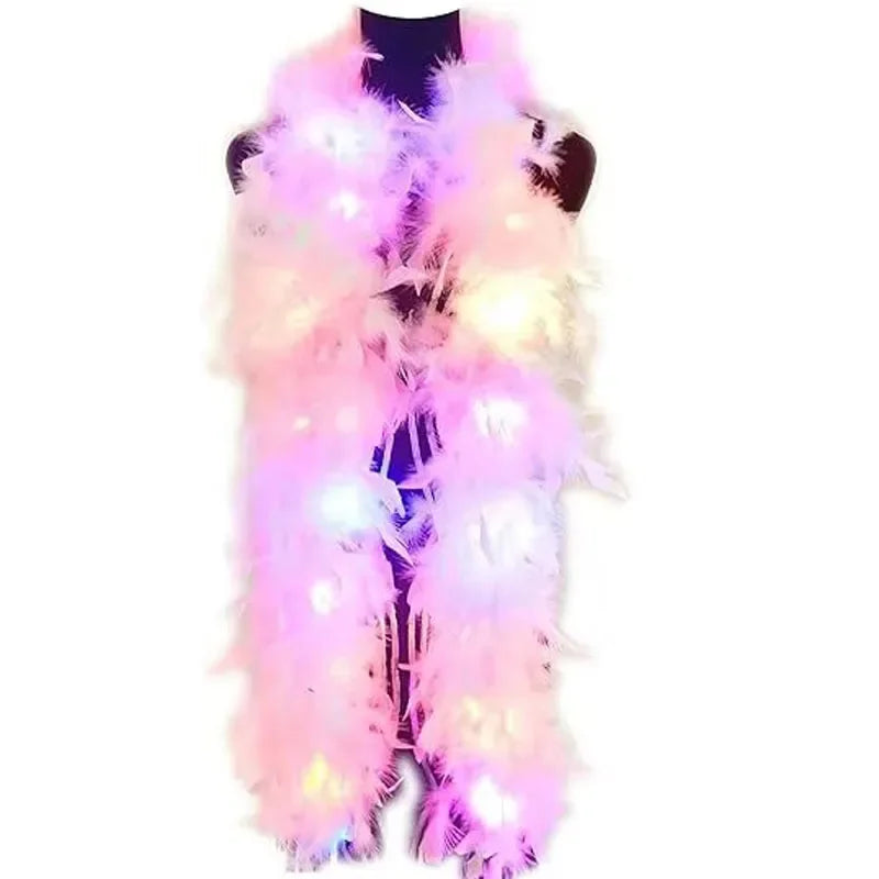 2M Colorful Feather Boa LED Lights Party Dance Accessory