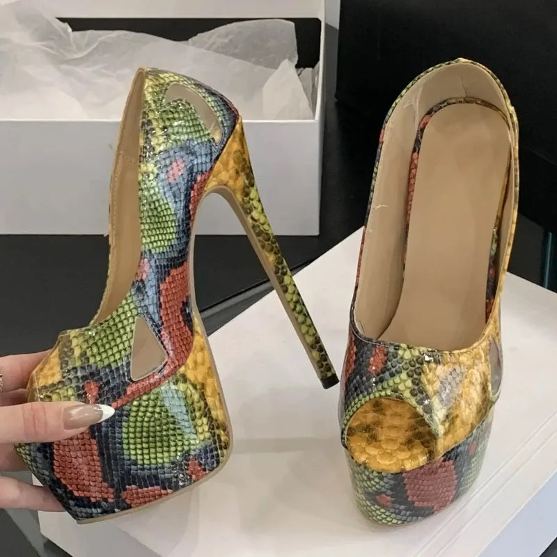 High Heel Platform Pumps Women Sexy Peep Toe Stilettos
