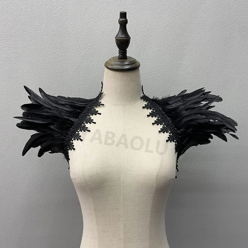 Women’s Natural Feather Shrug Shawl Gothic Punk Wrap