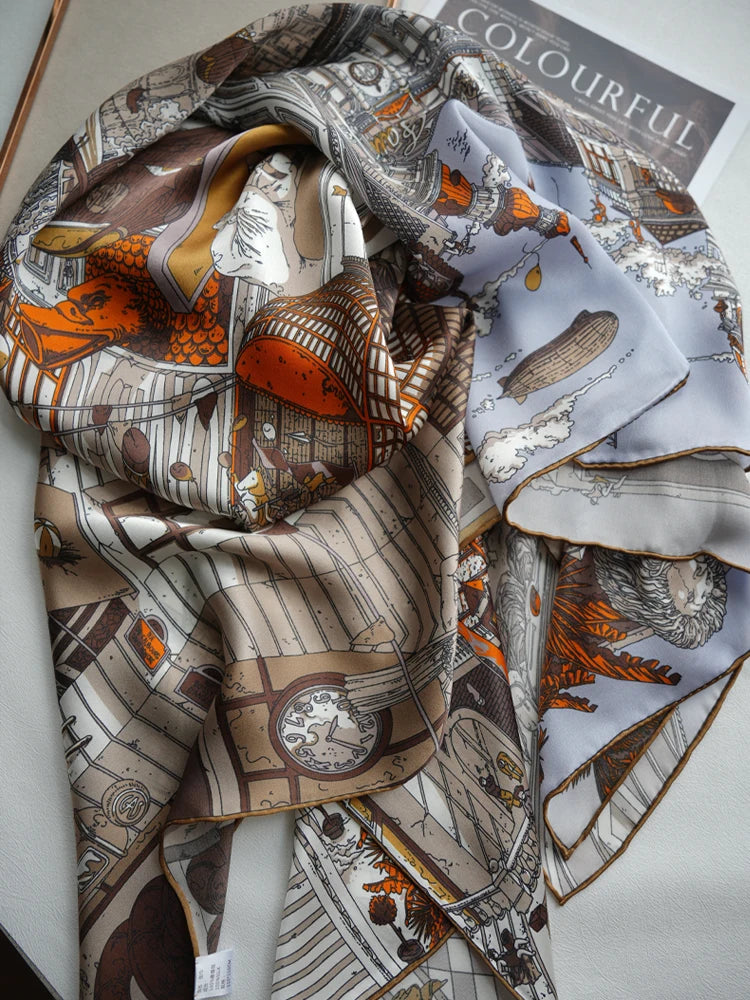 Silk Mulberry Scarf Luxury Designer Hand-Rolled Edge Shawl