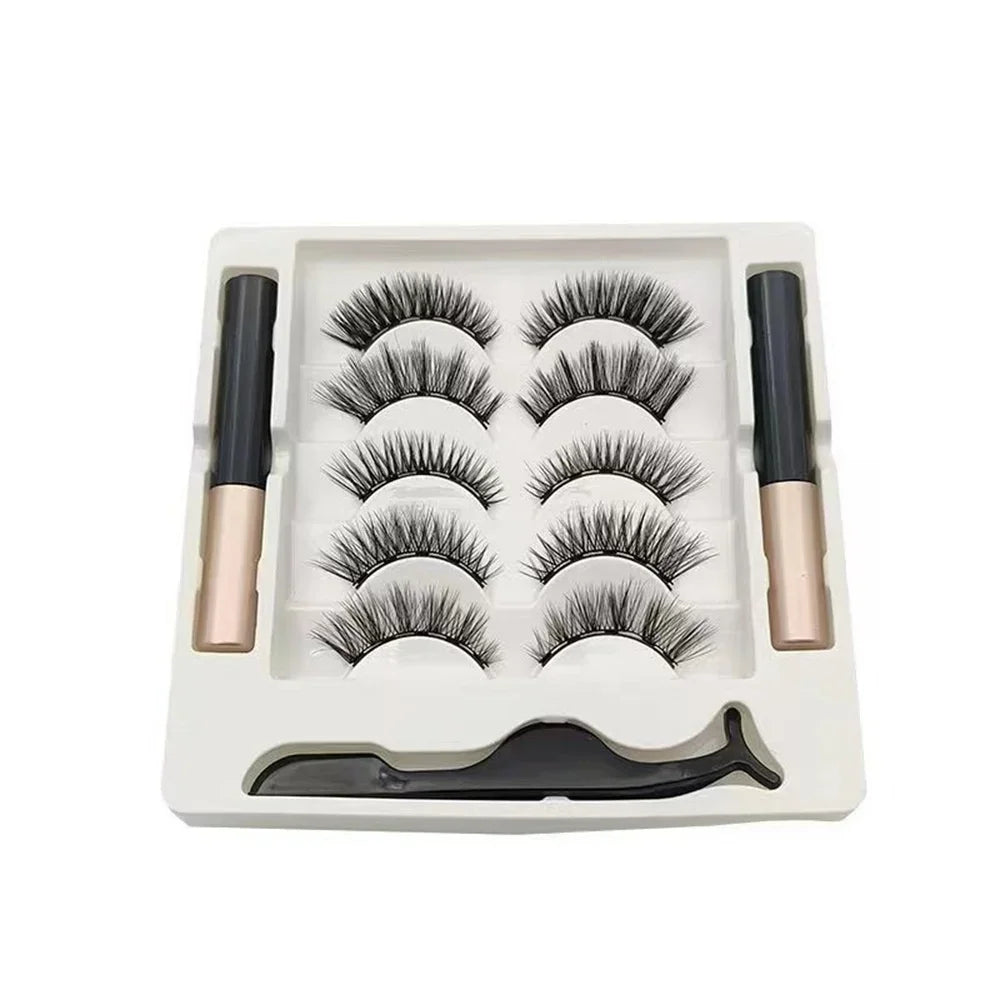 5 Pairs Magnetic False Eyelashes Full Natural Strip Set