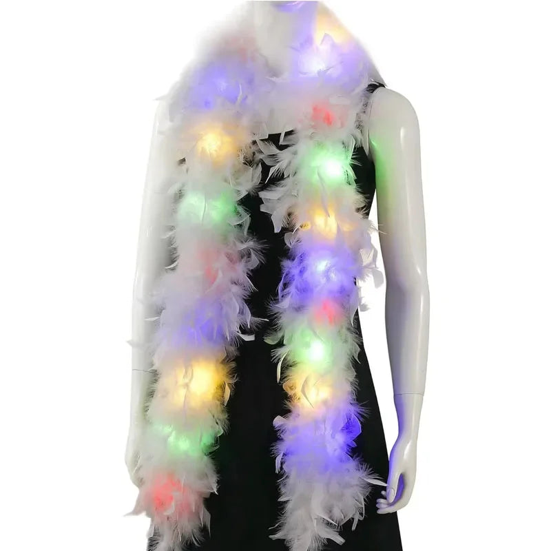 2M Colorful Feather Boa LED Lights Party Dance Accessory