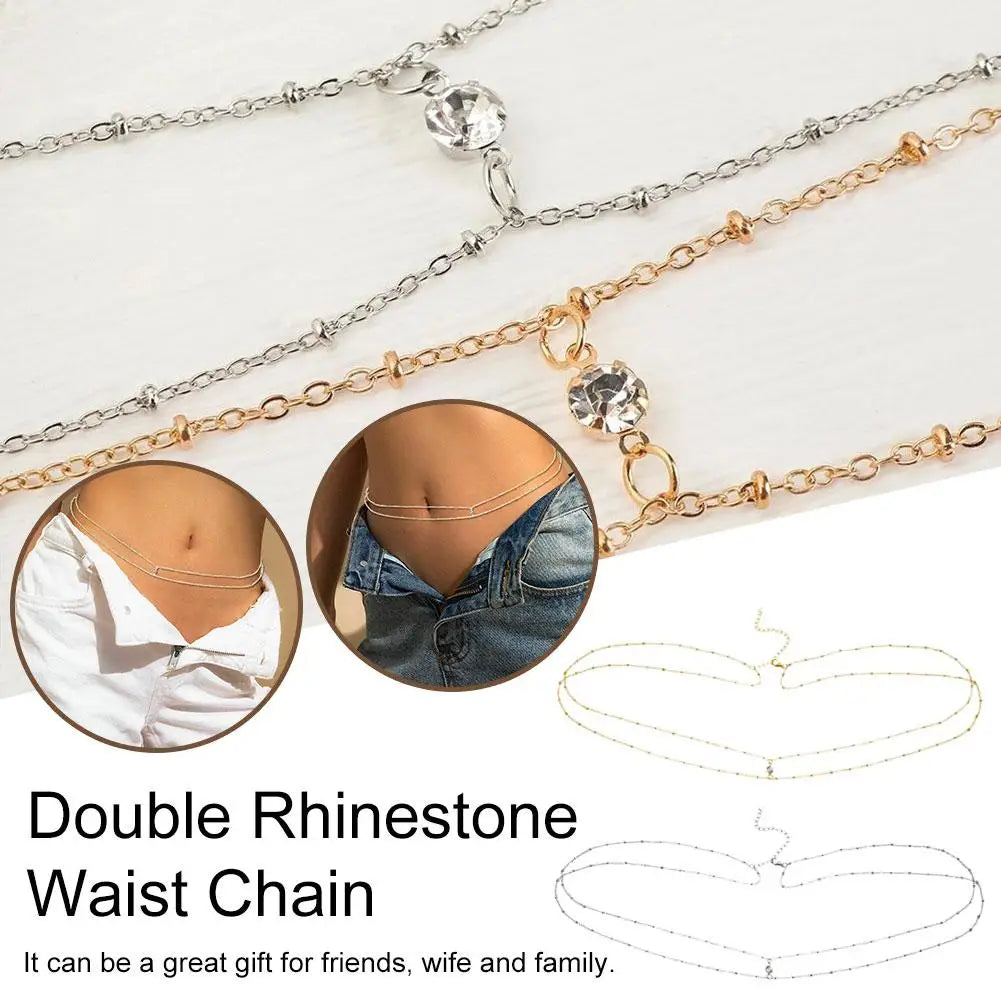 Double Layer Bead Waist Chain Jewelry for Women Summer
